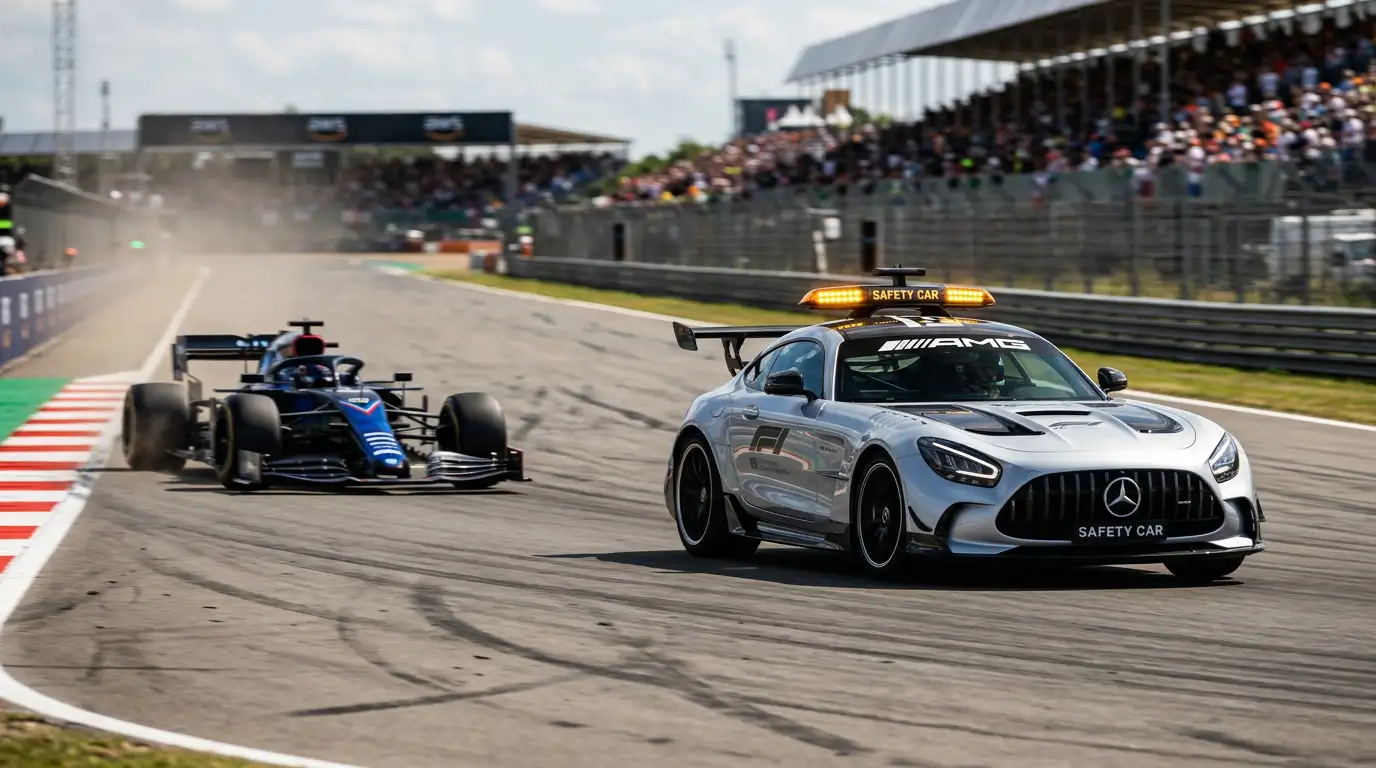 Safety car Mercedes in pista durante un Gran Premio di Formula 1